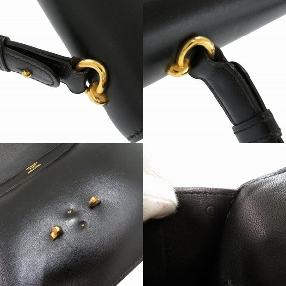 Hermes Fonsbell Box Calf Black Shoulder Bag 〇I (Made in 1979) 1290HERMES - Picture 6 of 9